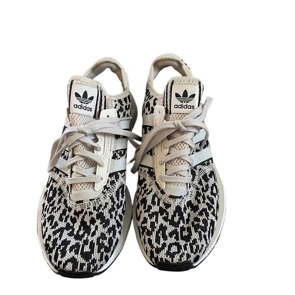 adidas Women's Leopard Print Black and White Sneakers - Picture 7 of 16
